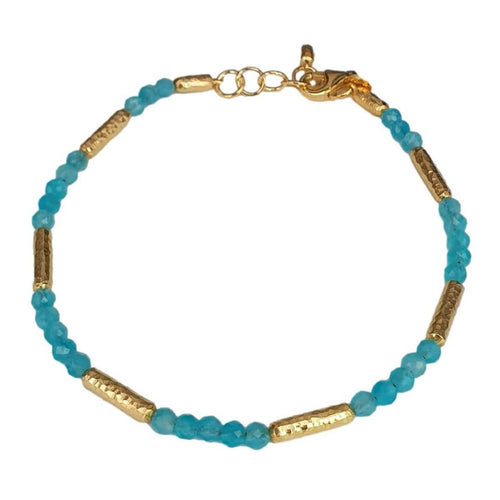 14K Gold Amazonite Bead Bracelet with Hammered Stations – M10058-Marika-Renee Taylor Gallery