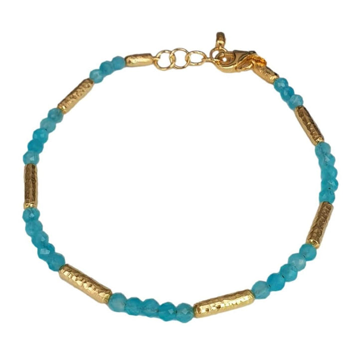 14K Gold Amazonite Bead Bracelet with Hammered Stations – M10058-Marika-Renee Taylor Gallery