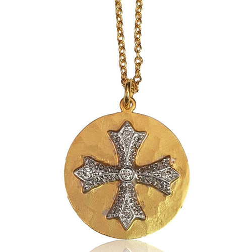 14K Gold Diamond Cross Medallion Necklace – M10059-Marika-Renee Taylor Gallery