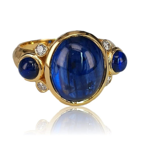 14K Gold Kyanite Cabochon Diamond Ring – M10077 – M10077-Marika-Renee Taylor Gallery