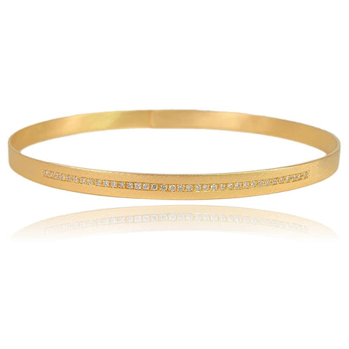 14K Gold Slim Diamond Line Bangle with Pavé Accents – M10099-Marika-Renee Taylor Gallery