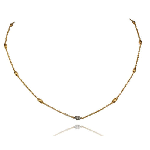 14K Gold Station Necklace with Pavé Diamond Bead – M10139-Marika-Renee Taylor Gallery