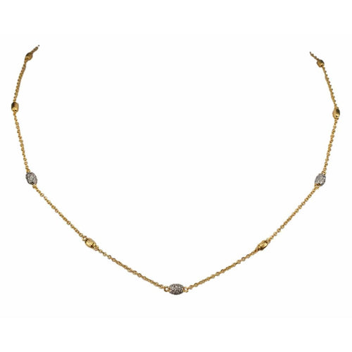 14K Gold Station Necklace with Pavé Diamond Bead – M10141-Marika-Renee Taylor Gallery
