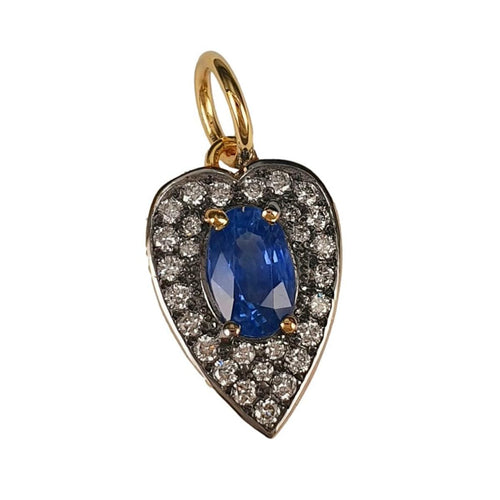 14K Gold Blue Sapphire and Diamond Heart Pendant – M10150-Marika-Renee Taylor Gallery