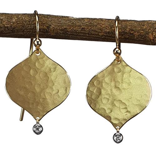 14K Gold Hammered Diamond Drop Earrings – M10152-Marika-Renee Taylor Gallery