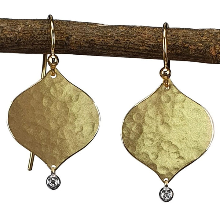 14K Gold Hammered Diamond Drop Earrings – M10152-Marika-Renee Taylor Gallery