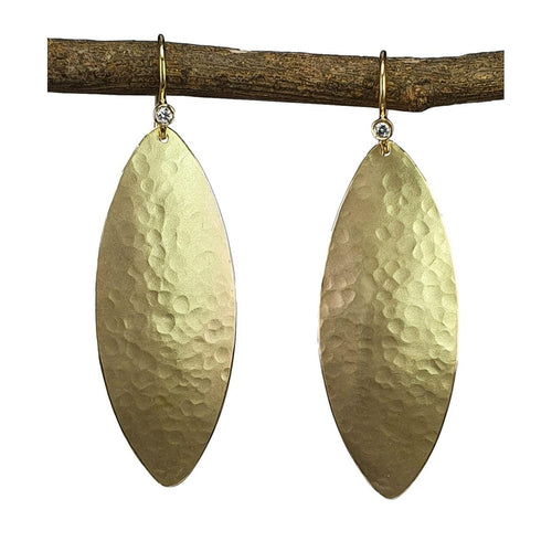 4K Gold Hammered Elongated Drop Earrings with Diamond Accents – M10154-Marika-Renee Taylor Gallery