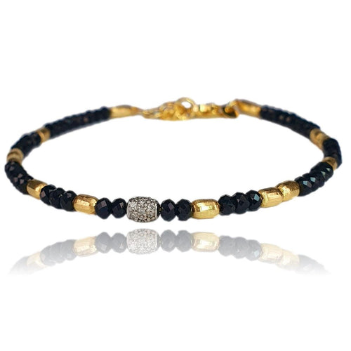 Black Spinel Bead Bracelet with Diamond Accent – M10158-Marika-Renee Taylor Gallery