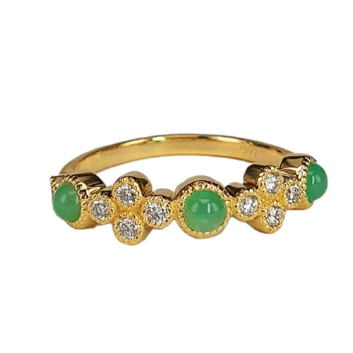 14K Gold Chrysoprase Cabochon Cluster Ring – M10161-Marika-Renee Taylor Gallery