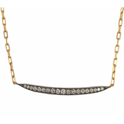 14K Gold Pavé Diamond Curved Bar Necklace – M10170-Marika-Renee Taylor Gallery