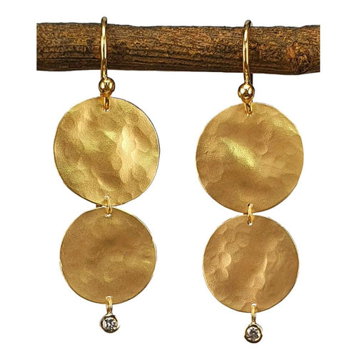 Hammered Disc Drop Earrings with Diamond Accent – M10175-Marika-Renee Taylor Gallery