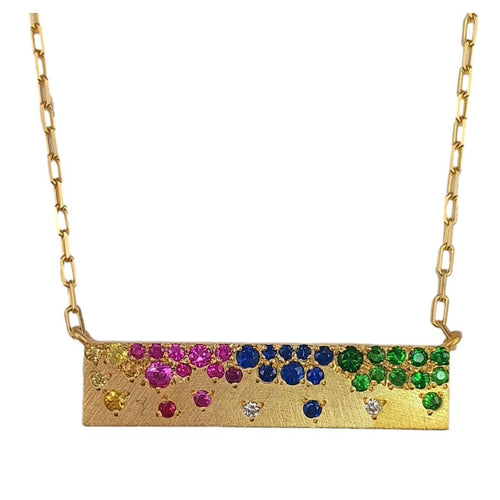 14K Gold Mixed Color Sapphire Bar Necklace – M10181-Marika-Renee Taylor Gallery
