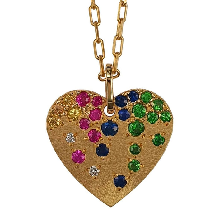 14K Gold Multi-Color Sapphire & Diamond Heart Pendant – M10182-Marika-Renee Taylor Gallery