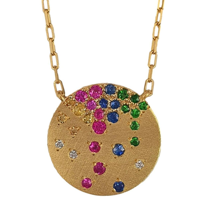 14K Gold Mixed Sapphire Disc Necklace – M10183-Marika-Renee Taylor Gallery