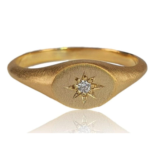 14K Gold Diamond Starburst Signet Ring – M10191-Marika-Renee Taylor Gallery