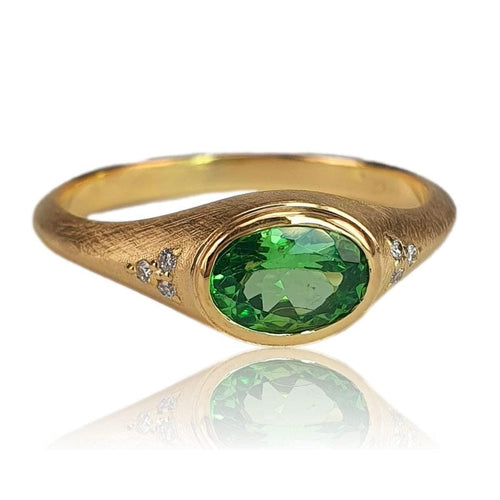 14K Gold Oval Tsavorite Diamond Accent Ring – M10192-Marika-Renee Taylor Gallery
