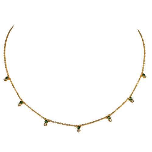 14K Gold Tsavorite Diamond Drop Station Necklace – M10196-Marika-Renee Taylor Gallery