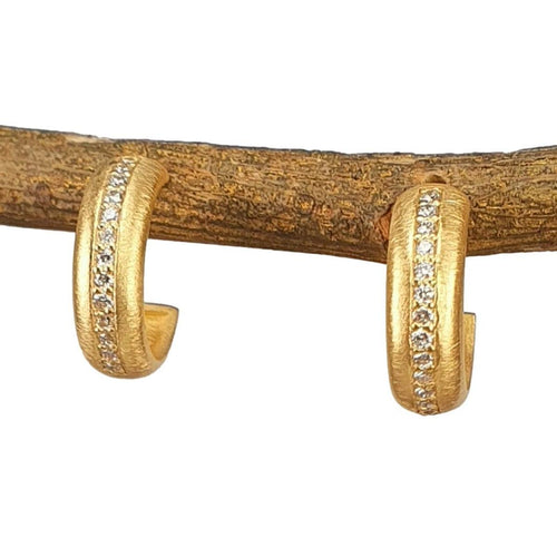 14K Gold Diamond Channel Huggie Hoop Earrings – M10210-Marika-Renee Taylor Gallery