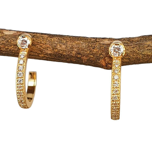 14K Yellow Gold Pavé Diamond Huggie Earrings – M10211-Marika-Renee Taylor Gallery