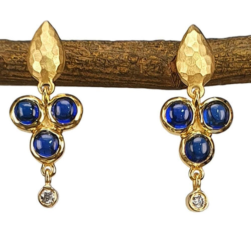 14K Gold Blue Kyanite Cabochon Drop Earrings – M10225-Marika-Renee Taylor Gallery