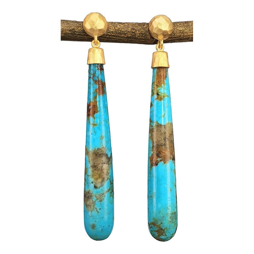 14K Gold Long Turquoise Drop Earrings – M10231-Marika-Renee Taylor Gallery