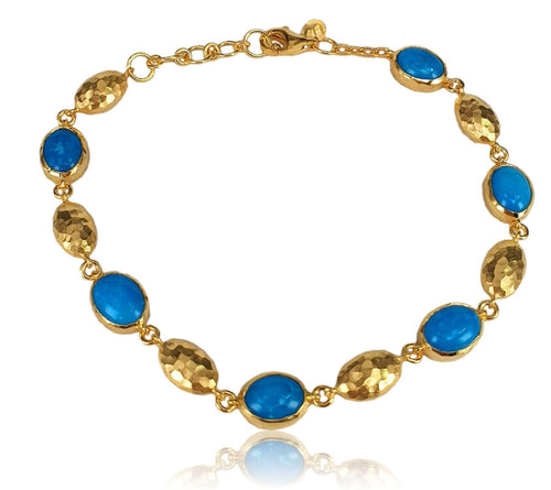 14K Yellow Gold Kingman Turquoise Bracelet – M10291-Marika-Renee Taylor Gallery