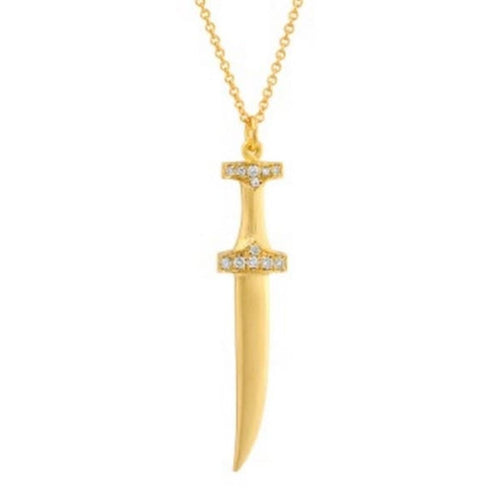 14K Gold Sculpted Dagger Pendant with Diamond Details - M6811-Marika-Renee Taylor Gallery