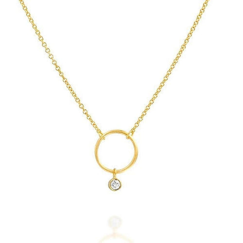 14K Gold Open Circle Necklace with Diamond Drop Accent - M8055-Marika-Renee Taylor Gallery