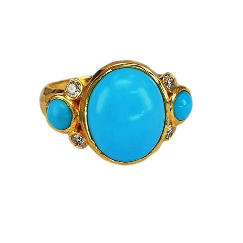 Marika 14K Gold Turquoise & Diamond Ring - M8510-Marika-Renee Taylor Gallery