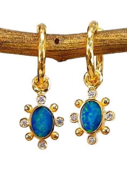 14K Yellow Gold Opal and Diamond Drop Earrings – M8532-Marika-Renee Taylor Gallery