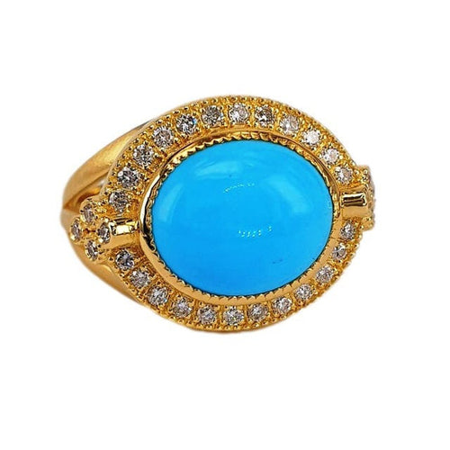 14K Gold & Diamond Sleeping Beauty Turquoise Ring - M8574-Marika-Renee Taylor Gallery