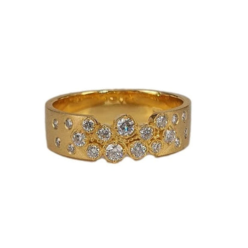 14K Gold Hammered Band Ring with Scattered Diamond Accents - M8843-Marika-Renee Taylor Gallery