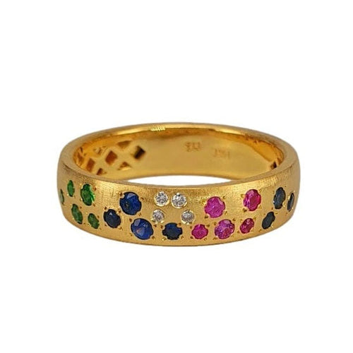 14K Gold Multi-Color Sapphire Band with Diamond Accents - M8873-Marika-Renee Taylor Gallery