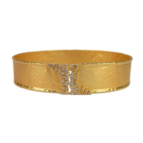 14K Gold Wide Cuff Bracelet with Pavé Center Detail – M8878-Marika-Renee Taylor Gallery