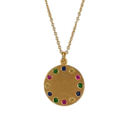 14K Gold Multi-Color Sapphire Circle Pendant Necklace – M8884-Marika-Renee Taylor Gallery