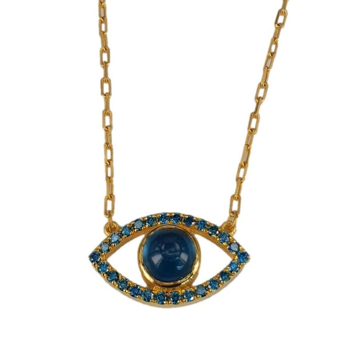 14K Gold Evil Eye Necklace with Green Tourmaline and Black Diamonds – M9048-Marika-Renee Taylor Gallery
