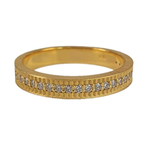 14K Gold Textured Band Ring with Diamond Channel Accents - M9186-Marika-Renee Taylor Gallery