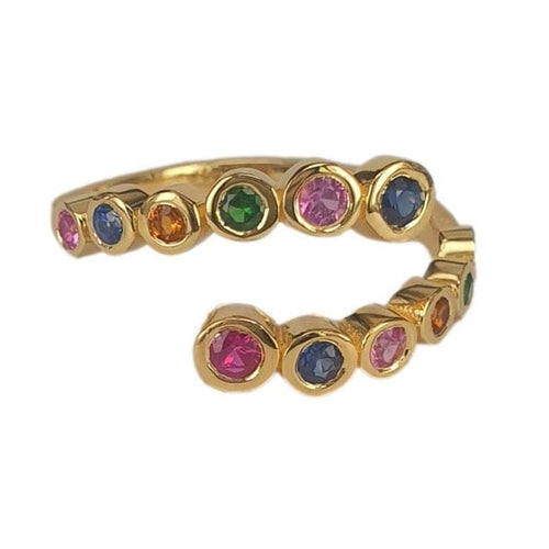 14K Yellow Gold Mix Color Sapphires Open Band Ring – M9516-Marika-Renee Taylor Gallery