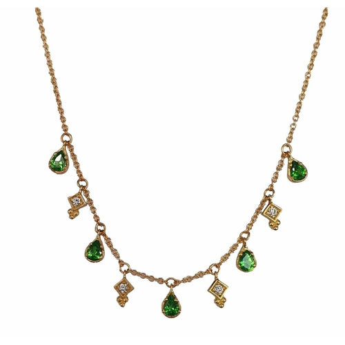 14K Gold Tsavorite Garnet & Diamond Charm Necklace - M9582-Marika-Renee Taylor Gallery