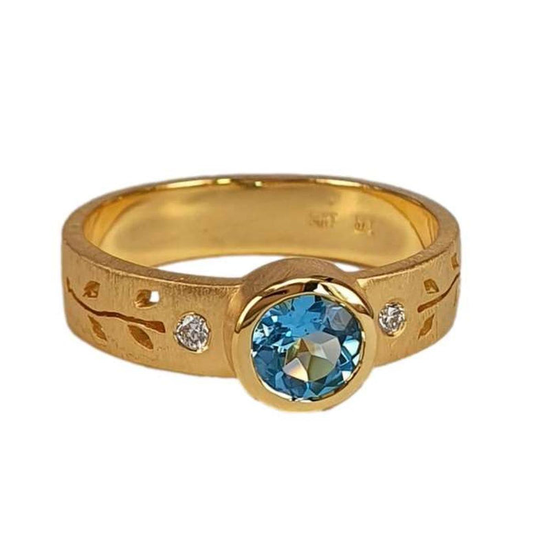 14K Gold, Diamond & Blue Topaz Ring - M9691-Marika-Renee Taylor Gallery