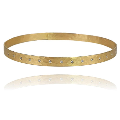 14K Gold Hammered Diamond Bangle Bracelet – M9790-Marika-Renee Taylor Gallery