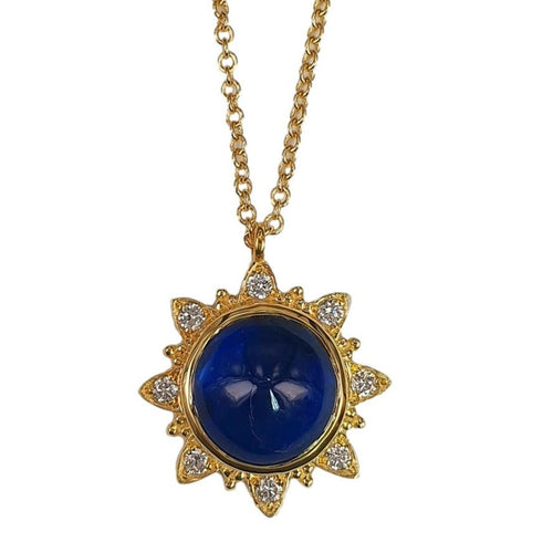 14K Gold Kyanite Sunburst Pendant with Diamond Accents – M9932-Marika-Renee Taylor Gallery