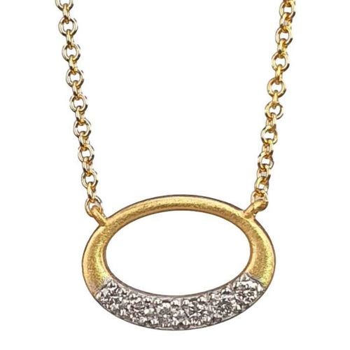 14K Gold and Diamond Oval Halo Necklace - M9952-Marika-Renee Taylor Gallery