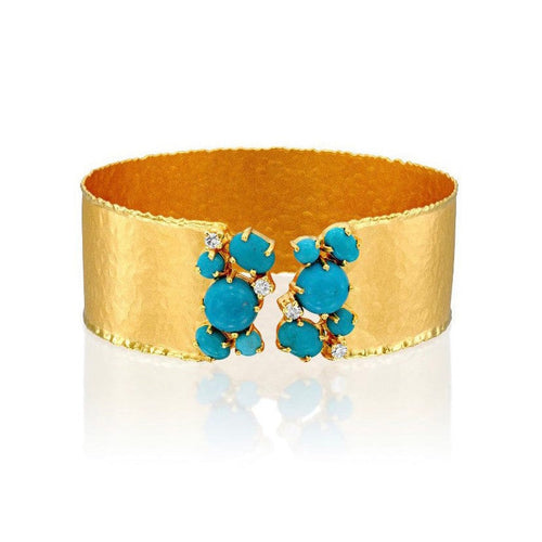 14K Gold,Turquoise & Diamond Cuff - M4509-Marika-Renee Taylor Gallery