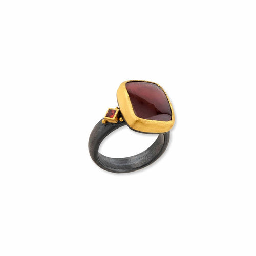 Mara Cushion Ring with Garnet & Sapphire by Lika Behar