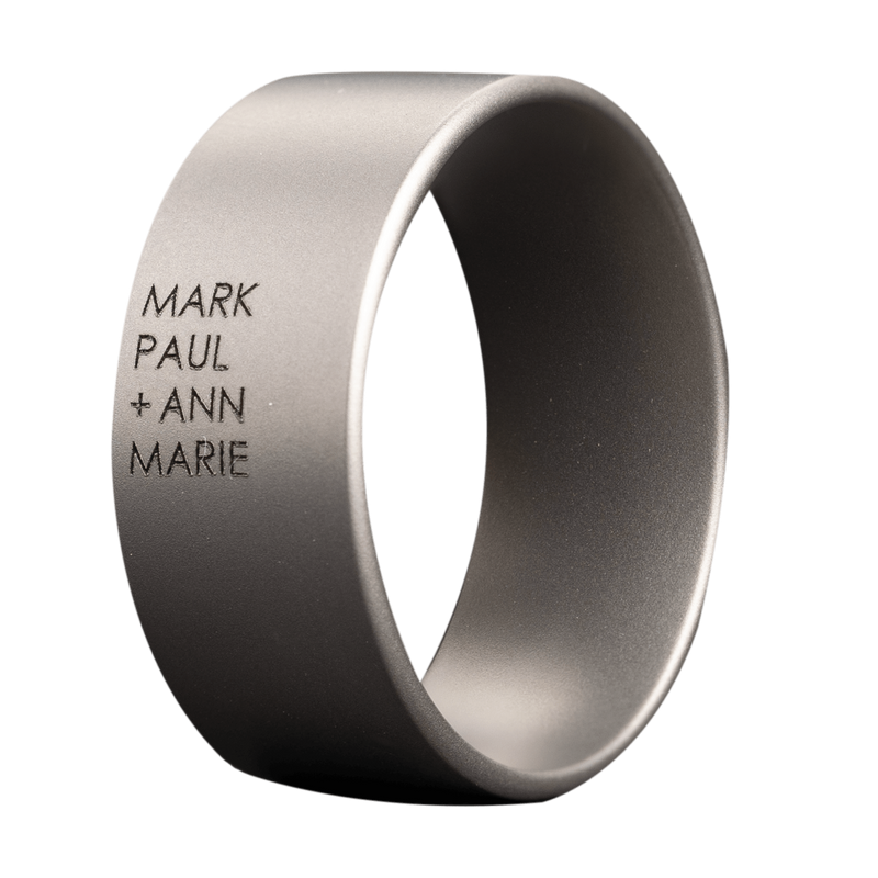 (9mm) Minimalist Titanium Flat Matte w/ Roman Numeral Date Deep Engraving - K9MTI601:ENG-DAT-10-Heavy Stone-Renee Taylor Gallery