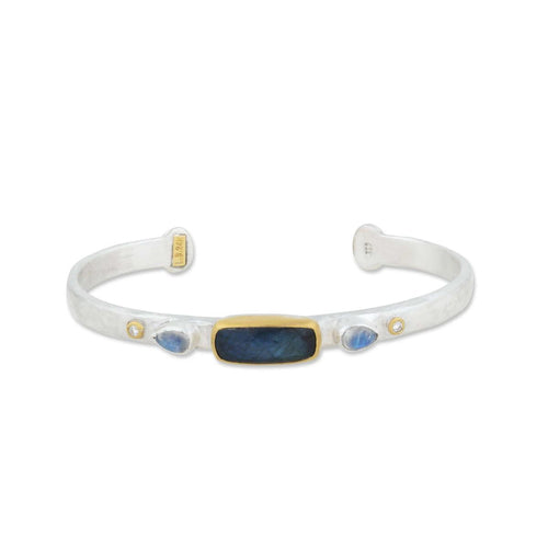 Moondance Moonstone ,lab, Diamond Cuff by Lika Behar