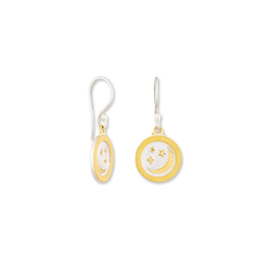 Medallion Dangle Earrings with Diamond by Lika Behar