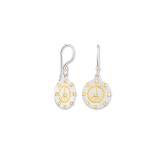 Medallion Peace Dangle Earrings with Diamond by Lika Behar