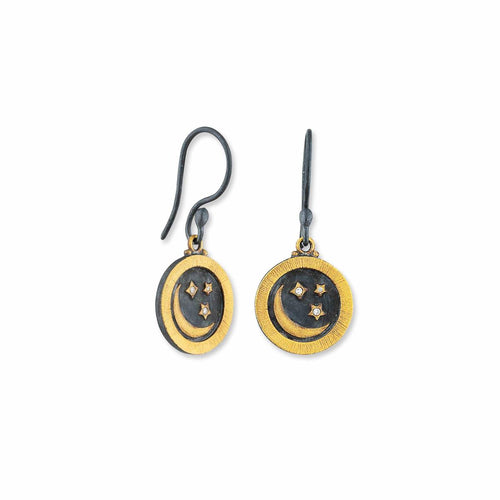 Medallion Dangle Earrings with Diamond by Lika Behar